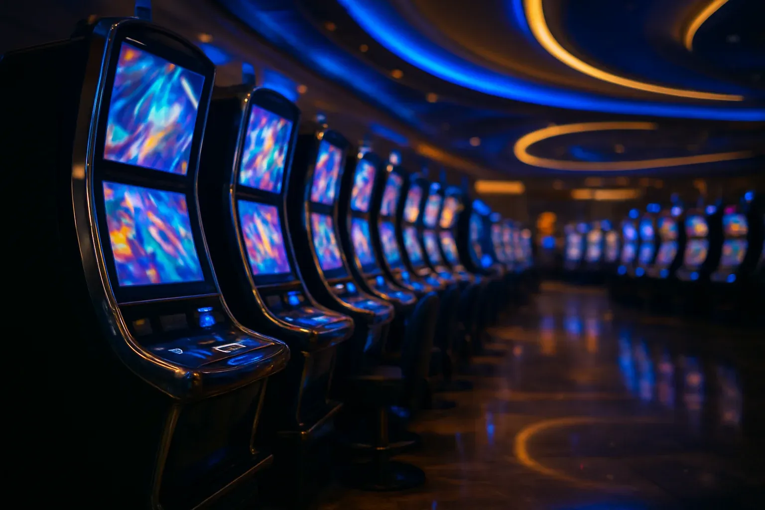 Premium Philippine casino slots floor at night inside Manila resort